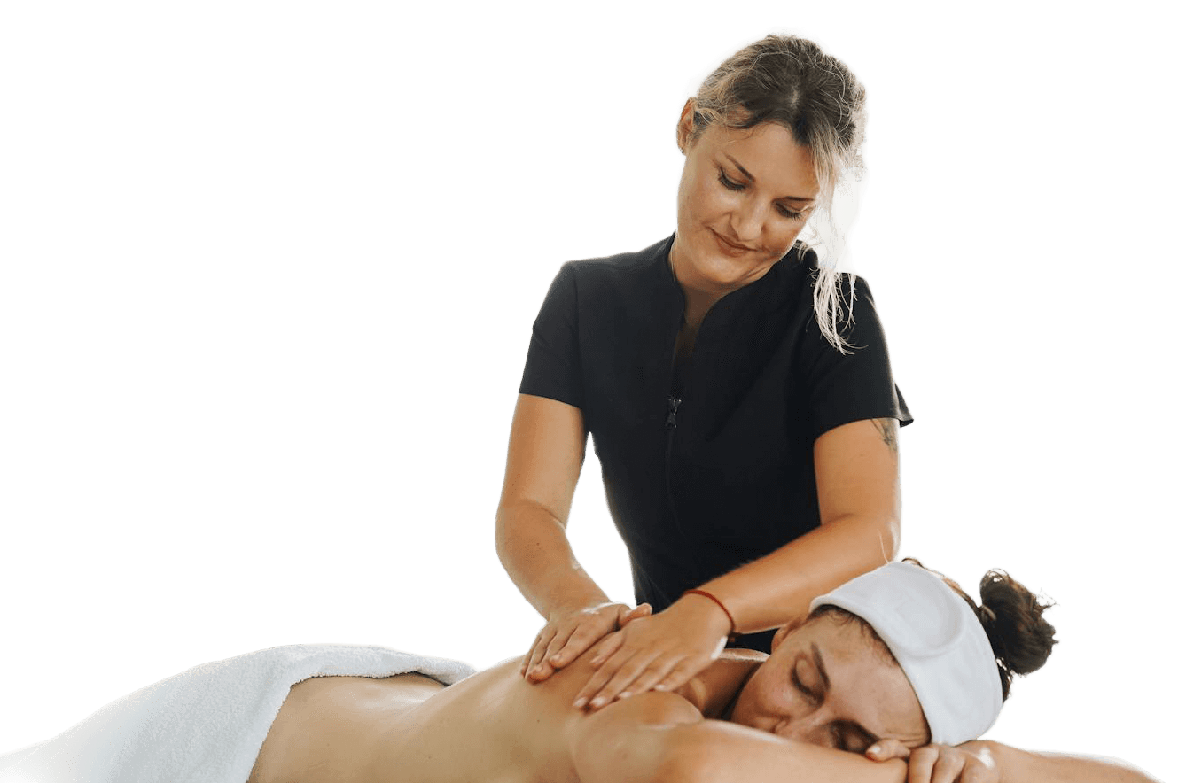 Massage therapist giving massage